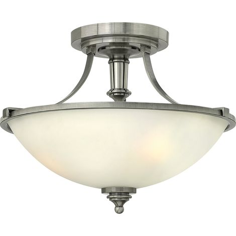Elstead Truman - Plafoniera a 3 luci semi filo nichel antico, attacco E27 (1/4)