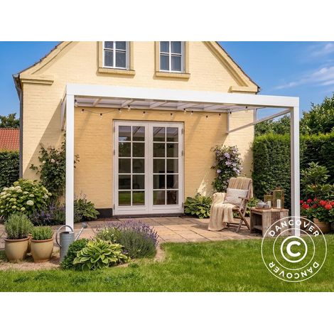 Pergola adossée San Pablo Alu+, 4x4m, Blanc - Dancover