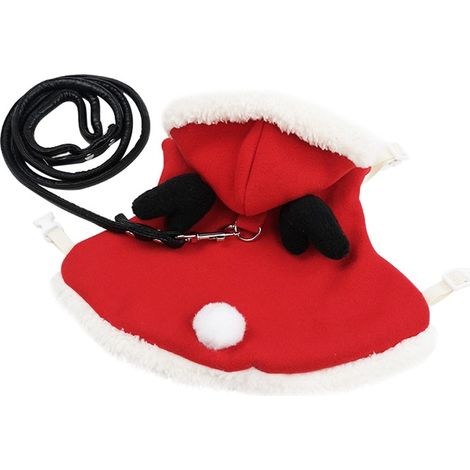 Costume Lapin - Cape À Capuche En Coton Et Polaire - Avec Laisse En Cuir - Pour Chiens Et Lapins - Tailles S Et M (1/5)