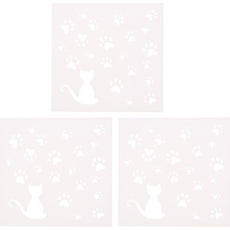 Pochoirs Soi-même Chat 3 Pièces en Plastique Blanc Motifs Creux pour Décoration, pour Notebook et Création Artisanale Garçon et Filles (1/5)