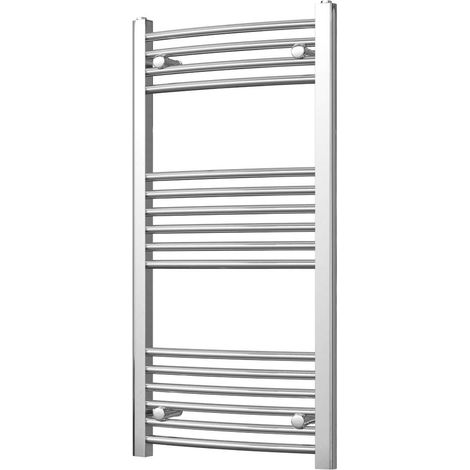 Zennor - Chrome Heated Towel Rail - H1000mm x W500mm - Curved (1/3)
