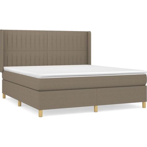Lit double Lit adulte Sommier à lattes de lit avec matelas Taupe 160x200 cm Tissu (1/5)