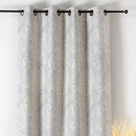 Rideau isolant épais motifs naturels Gris 140x240 cm (1/3)