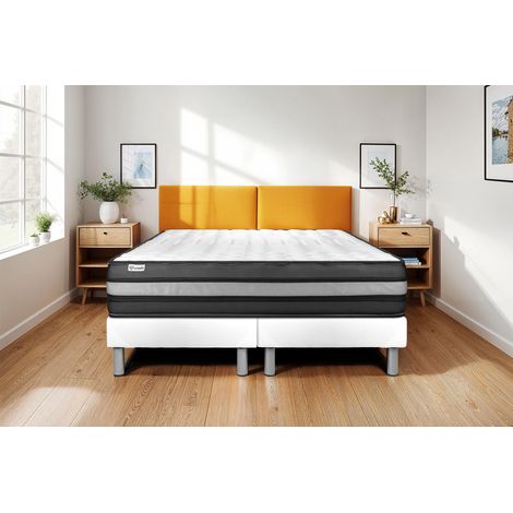 Ensemble matelas sommier VITAL POWER ZEN 2x90 x 200 - Couleur: Blanc (1/5)