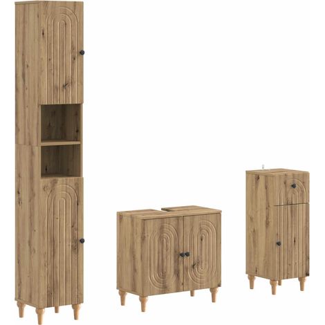 3-teiliges Badezimmer-Schranksystem ALKMAAR Artisan-Eiche vidaXL