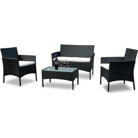 Polyrattan Gartenmöbel Set 7-teilig inkl. Sitzpolster Tisch Braun (1/5)
