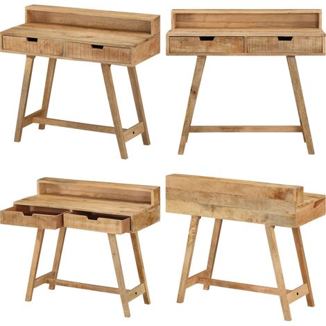 Bureau 100x45x90 cm Bois de manguier brut solide - Bureau En Bois - Bureau Vintage - Bureau Design - Bureau Industriel - Bureau Rustique - Home & Living (1/5)