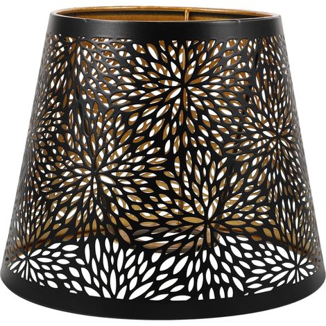 Abat-jour en fer forgé, compatible avec les ampoules E27, design moderne et créatif, crée une ambiance chaleureuse, convient aux chambres et aux intérieurs, matériau robuste, noir élégant. (1/5)