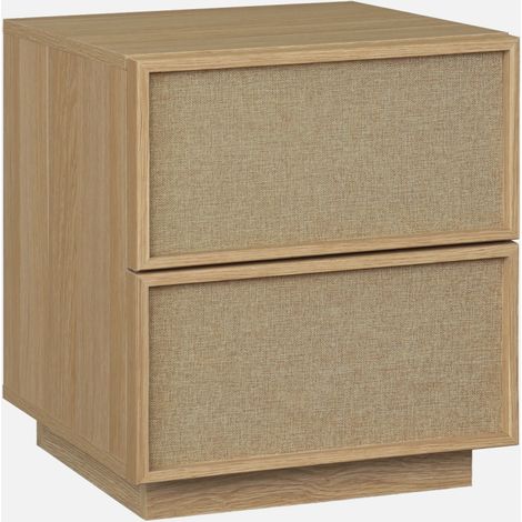Comodino decorativo in legno e tessuto 2 cassetti (1/5)