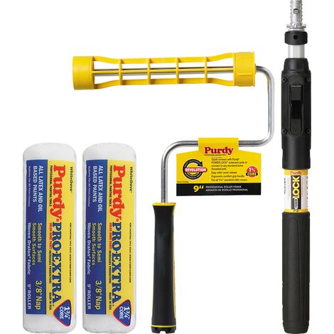 Purdy White Dove 4pc Complete Roller System Kit 9" Rollers Frame and Pole