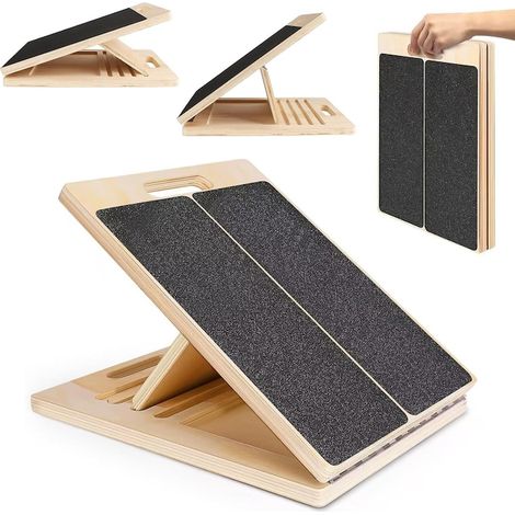 Planche d'exercice réglable pour étirer les mollets, plateforme d'étirement en bois, sûre et stable, facile à transporter (1/5)