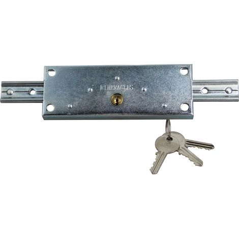 Serrure de rideau métallique à cylindre rond 155x55mm à tringle plate grand modèle - HERACLES - I-521100 (1/3)