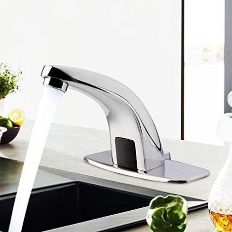 Robinet Automatique Infrarouge sans Contact Robinetterie lave main de Lavabo de Cuisine et Salle de Bain (1/4)