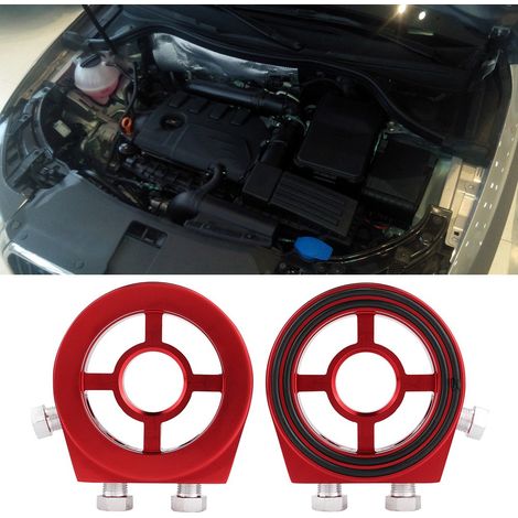 Set mit 2 Sandwichplattenadaptern für Ölfilter, Manometer, Kühler, Temperaturanzeige, Aluminiumlegierung, Universal 76 mm (1/5)