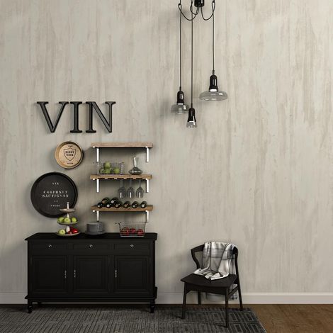 Papier peint autocollant crème Stickers muraux,Style industriel vintage Effet béton blanc,Autocollants pour meuble en vinyle,40CMx3M,Mat,épais,auto-adhésif,imperméable,amovible,sans bulles d'air (1/5)