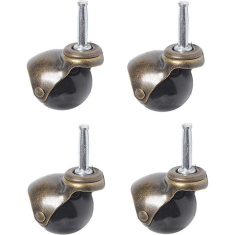 Roulettes pour meubles Longziming, lot de 4 – Roulettes en laiton de 50 mm avec axe de 8 mm – Design antique, silencieuses et respectueuses des sols – Charge maximale : 25 kg (1/5)