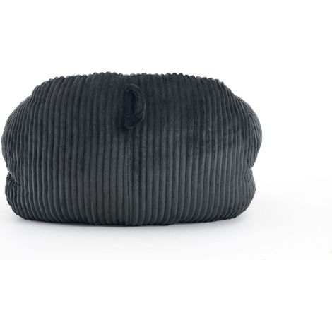 HOMVRA Sitzsack-Sessel für Erwachsene aus dunkelgrauem Cord, Schaumstofffüllung, 116x110x61 cm (1/5)