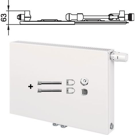KERMI PTP100400601R1K Plan Vplus Type 10 BH405x63x605mm QN223, blanc, 10 bar, robinet droite, sans cache (1/5)