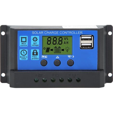 Solarmodul-Laderegler mit LCD-Bildschirm, Batterieladesteuerung, dualem USB-Ausgang 12V/24V 30A (1/5)