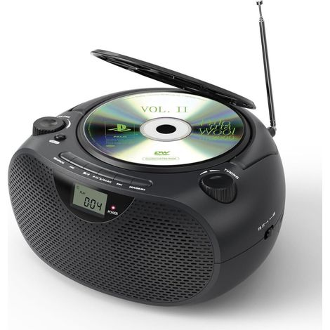 Boombox Portable Haute-Fidélité : Lecteur CD, Bluetooth 5.0, Radio AM/FM, USB/AUX - Son Stéréo avec Bass Boost pour Intérieur & Extérieur (1/5)