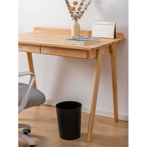 Lot de 3 poubelles rondes ouvertes de 7,2 L en plastique PP noir, idéales pour cuisine, bureau ou chambre (1/5)