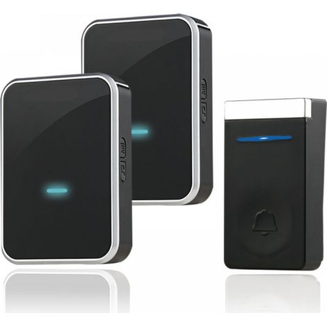 Sonnette sans fil étanche IP44 – Portée 150m – 52 mélodies – Volume réglable 0-90 dB – Installation facile avec vis et adhésif
