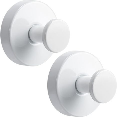 Crochets ventouse x2 blancs sans perçage pour serviettes salle de bain cuisine (1/5)