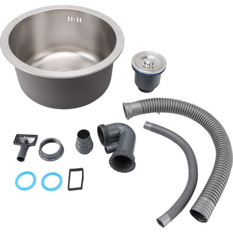 Évier de cuisine rond en acier inoxydable 304 brossé, cuve simple antirouille pour Bar domestique 36cm