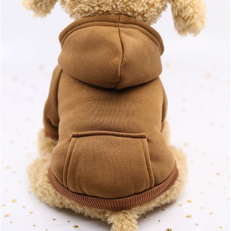 Sudaderas de invierno para perros con bolsillos, ropa de abrigo para perros pequeños, abrigos para cachorros chihuahua y gatos (color café)