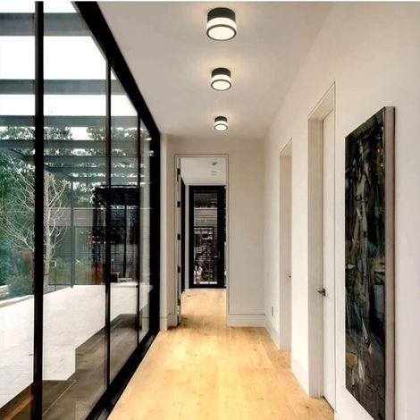 Plafonnier LED Spot 12W 3000K Rond Noir Blanc Chaud Plafonnier Salon Aluminium Ø10cm 230V Luminaire Spots pour Couloir Chambre Salle (1/4)
