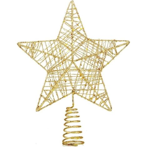 Goldene Stern-Baumspitze – Baumverbinderspitze, Weihnachtsbaumspitze (Gold), 13 × 18 cm, Weihnachtsbaumschmuck