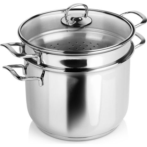 Olla de acero para pasta con tapa de vidrio ANETT 6 l 3 uds. (1/5)
