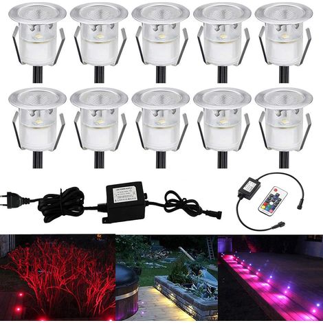 LED Spot Encastrable Extérieur Mini Spot Encastré de Ø30mm Eclairage Encastrables Extérieur pour Terrasse Enterre IP67 Etanche DC12V Lumière pour Escalier (rgb, 10 kit) (1/5)