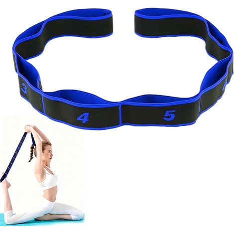 Sangle de Yoga, Ceinture de Yoga Elastique Musculation 9 Niveaux D'Intensité, Band D'étirement de pour Fitness Gymnastique Pilates Musculation Sangle D'Exercice pour Hommes et Femmes (Bleu) (1/5)