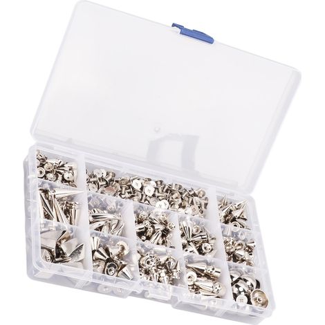 270 jeux de rivets en alliage de zinc, rivets à pointes style punk, rivets décoratifs faits main + 2 outils) (1/5)