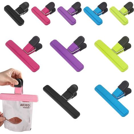 Confezione da 10 fermagli per sacchetti di patatine, clip per sacchetti di snack, clip per sacchetti alimentari, clip da cucina, clip per la conservazione, clip per imballaggi, robuste clip di chiusur (1/5)
