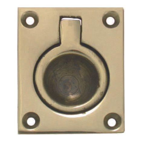 Maniglie per mobili quadre tipo marina a incasso con anello in ottone - mm.40x55x15