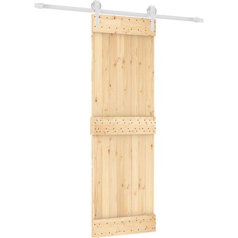 Schiebetür Natürlich und Weiß 70 x 210 cm Massivkiefer vidaXL