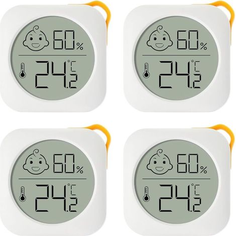 Thermomètre Hygrometre Interieur, 4pc Hygromètre Numérique Mini Digital à Haute Précisio, Moniteur de Température et Humidimètre pour Le Confort du Bureau à Domicile Thermomètre de Reptile (1/5)