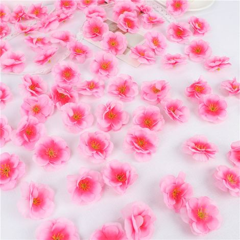 100 Fleurs de Cerisier Artificielles, Fausses Fleurs de Sakura pour Mariage, Décor Mural de Fête, Saint-Valentin, DIY Accessoires (1/5)