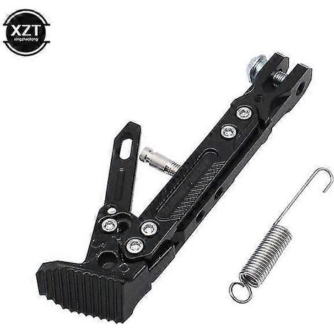 Verstellbare CNC-gefräste Fußstütze aus Metall für Motorräder, Seitenhalterung, robuste und korrosionsbeständige Halterung, Motorradständer-Zubehör – Schwarz (1/5)