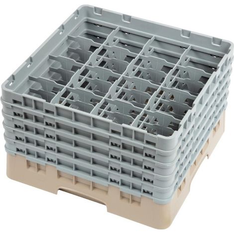 Casier à verres 16 compartiments Camrack beige hauteur max 257mm - 500 x 500 x 308 mm - CAMBRO (1/5)