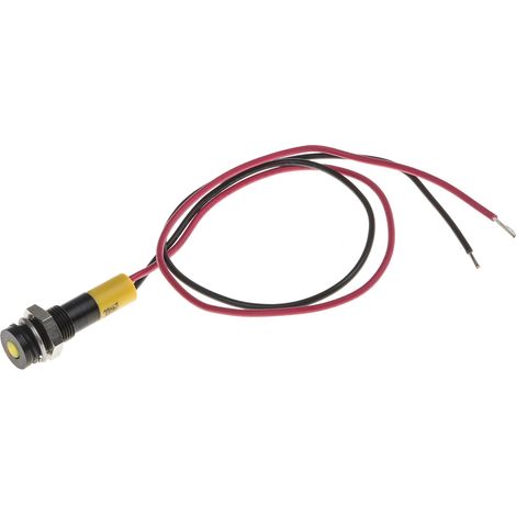 Voyant LED lumineux  Jaune RS PRO, dia. 6mm, 24V c.c., taille de la lampe 3 mm, IP67 ( Prix pour 1 )