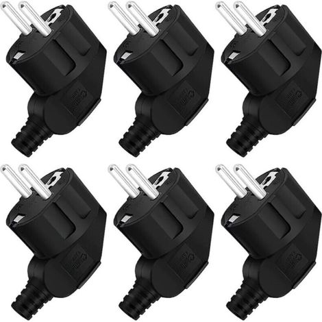 Prise de courant, prise de courant mâle 6 pièces, fiche d'alimentation mâle 250 V 16 A, prise mâle étanche extérieure, adaptée aux câbles de 8 à 10 mm, fiche noire (1/4)