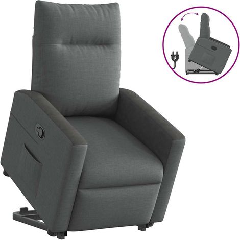 Sillón reclinable elevable de tela gris oscuro vidaXL (1/5)
