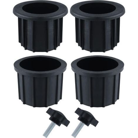 2 jeux (6 pièces) d'accessoires pour pare-soleil de balcon : 4 anneaux + 2 vis à tête plate noires