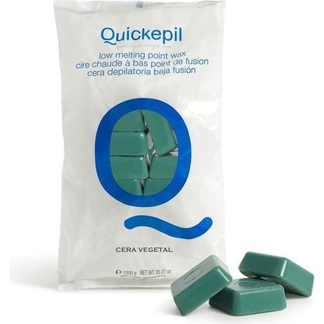Cera dura Quickepil para depilación, sin bandas, vegetal, 1 kg verde