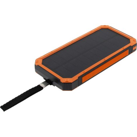 – Chargeur Powerbank solaire compact 10 000 mAh – Entrée solaire 1.5W – 2 sorties USB pour recharge rapide – Lampe torche intégrée