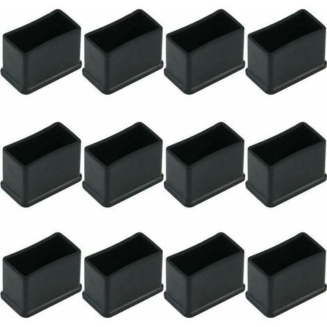 12 embouts de protection pour pieds de meuble, rectangulaires en caoutchouc, noir, 15 x 30 mm (1/5)