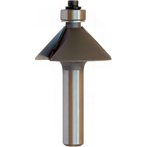 Mèche Affleureuse à Chanfreiner HM D. 31,4 x Lt. 60 x Lu. 10 x Q. 6 mm x 45° x Z3 + Guide a Billes - Pour le Bois - Diamwood